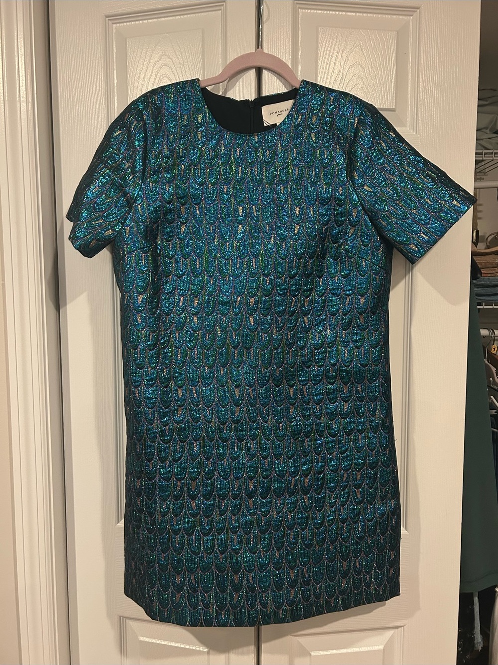 Tuckernuck Teal and Blue Metallic Shift Dress
